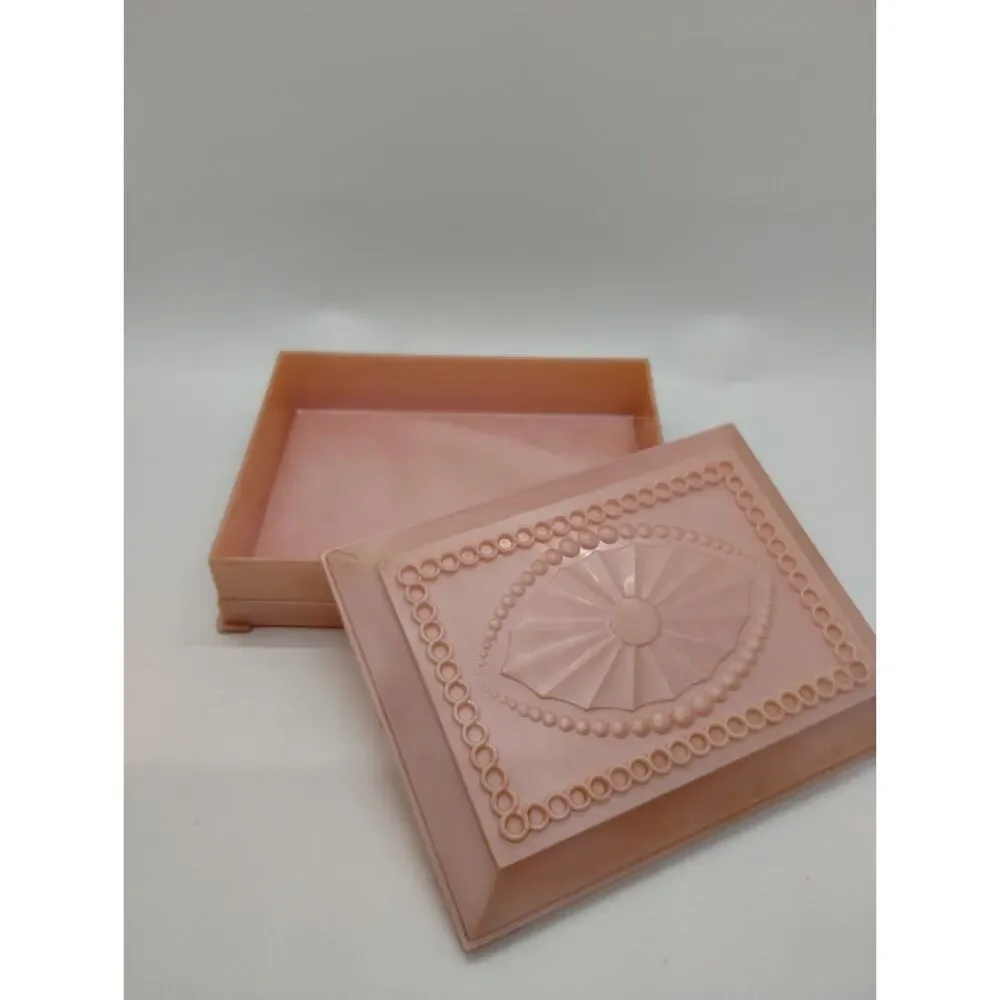 Vintage Pink Pearl - Lidded Plastic Trinket Box DuBois Co. Cincinnati - 5